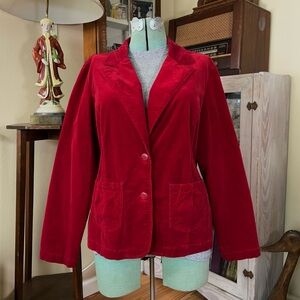 Vintage Y2K Carolina Blues Red velvet Cotton Corduroy Boxy Blazer Jacket